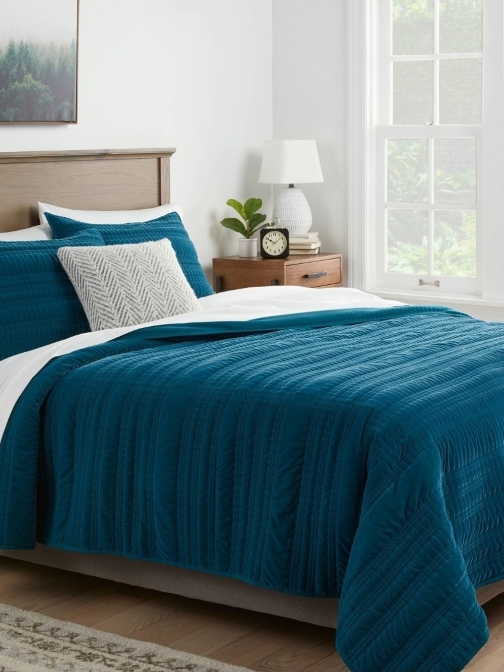 Threshold - Teal Lofty Velvet Quilted Comforter